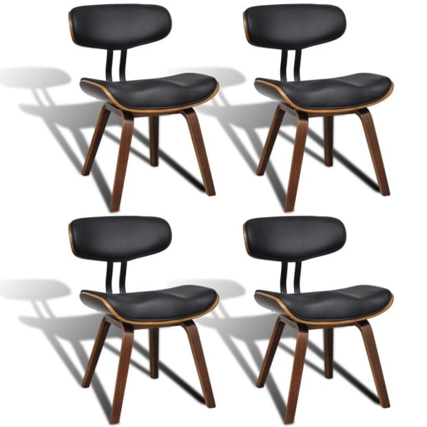 Dining Chairs 4 Pcs Bent Wood And Faux Leather