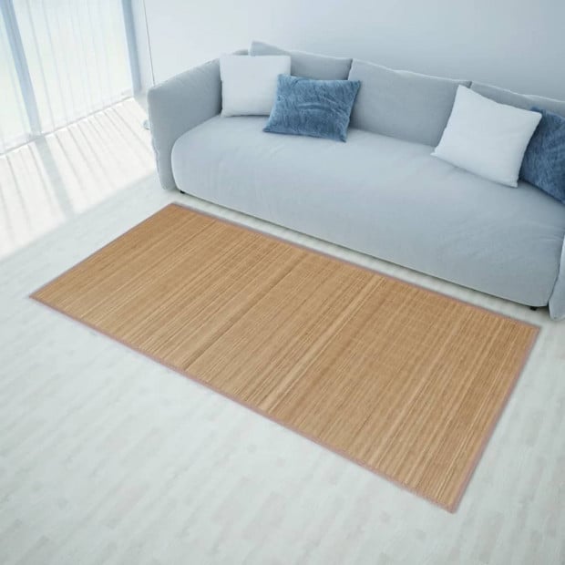 Rectangular Brown Bamboo Rug 150 X 200 Cm Image 2