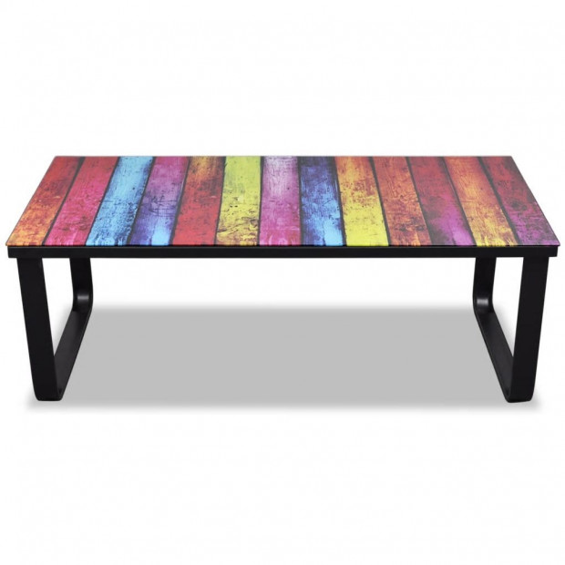 Coffee Table With Rainbow Printing Glass Top Image 3
