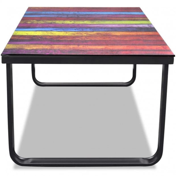 Coffee Table With Rainbow Printing Glass Top Image 4