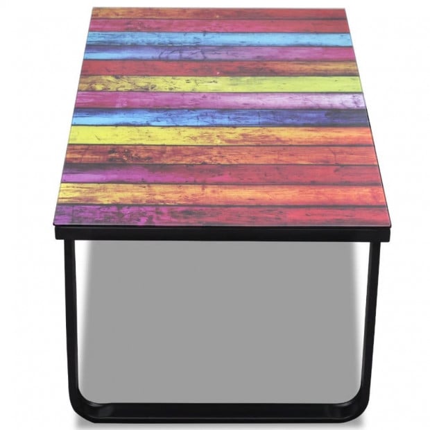 Coffee Table With Rainbow Printing Glass Top Image 5