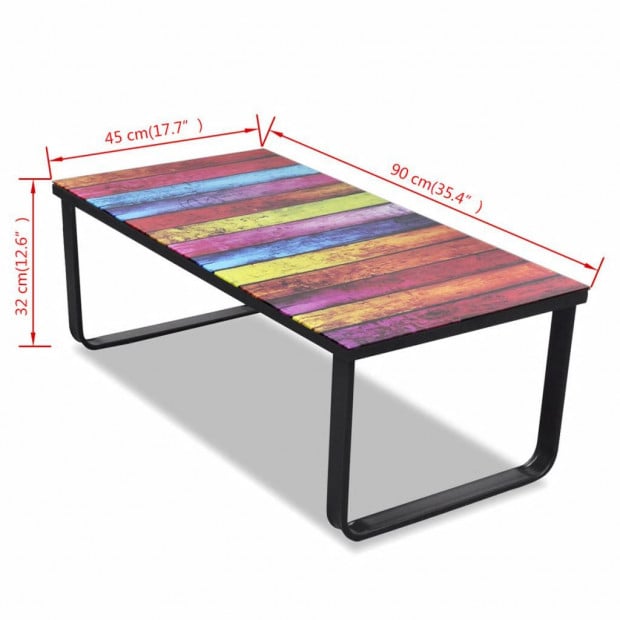Coffee Table With Rainbow Printing Glass Top Image 7