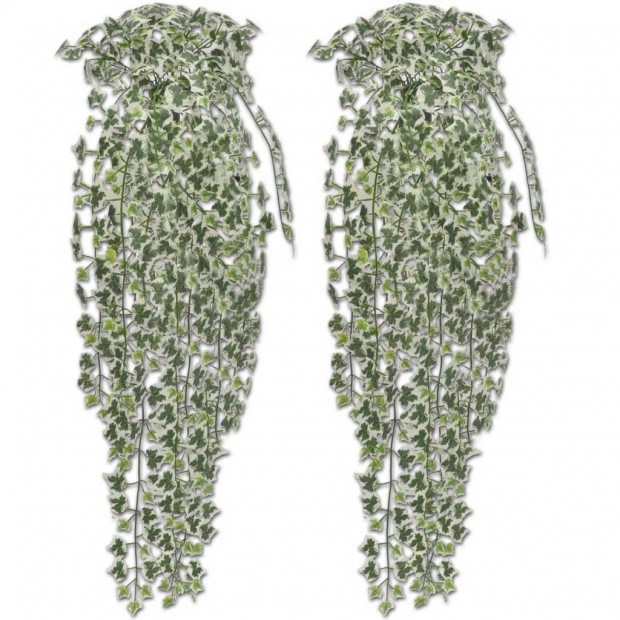 2 Pcs Variegated Artificial Ivy Bush 90 Cm