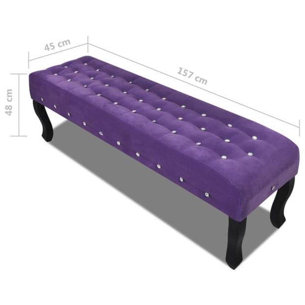 Purple Bench Velvet Fabric With Crystal Buttons Image 4