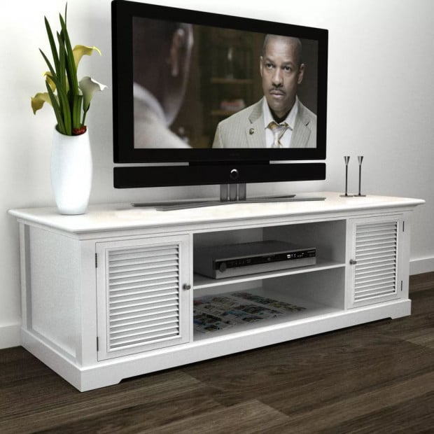 White Wooden Tv Stand Image 2
