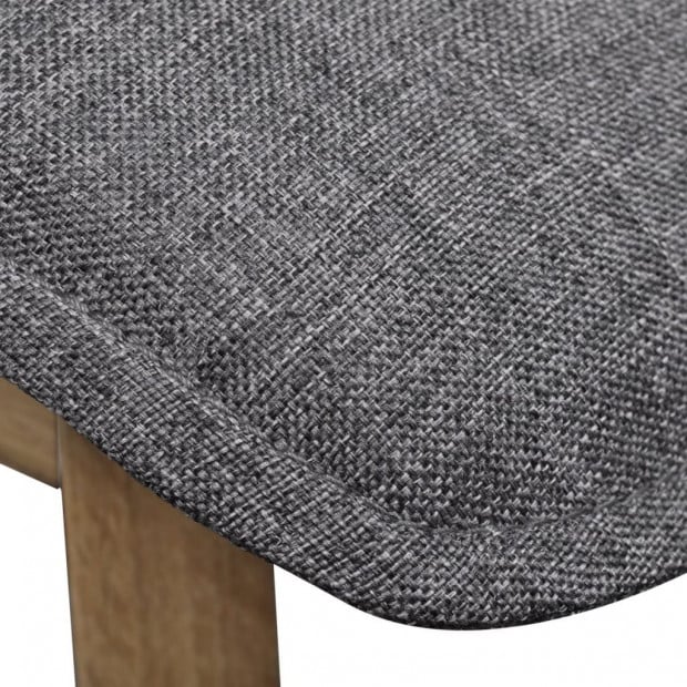 Oak Wood Dining Chairs 6 Pcs Light Grey Fabric And Solid Image 4