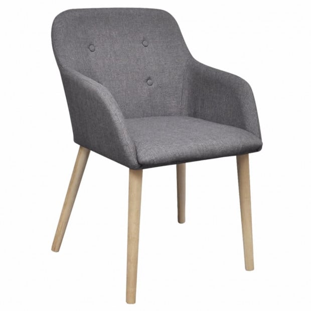 Dining Chairs 6 Pcs Light Grey Fabric And Solid Oak Wood Image 3