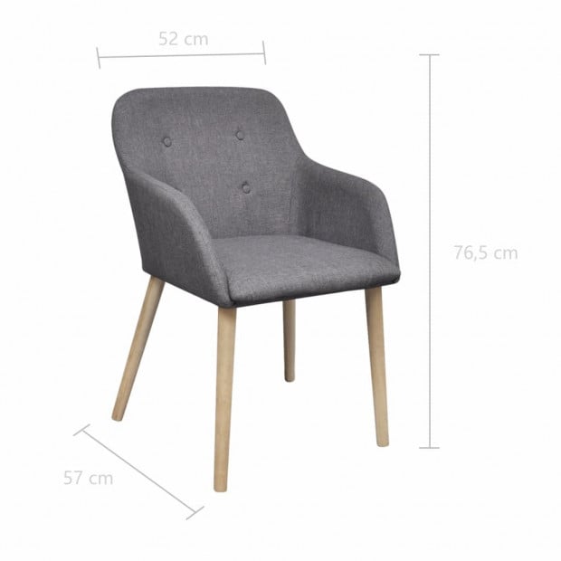 Dining Chairs 6 Pcs Light Grey Fabric And Solid Oak Wood Image 6