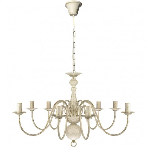 Antique White Metal Chandelier 8 X E14 Bulbs Image 2