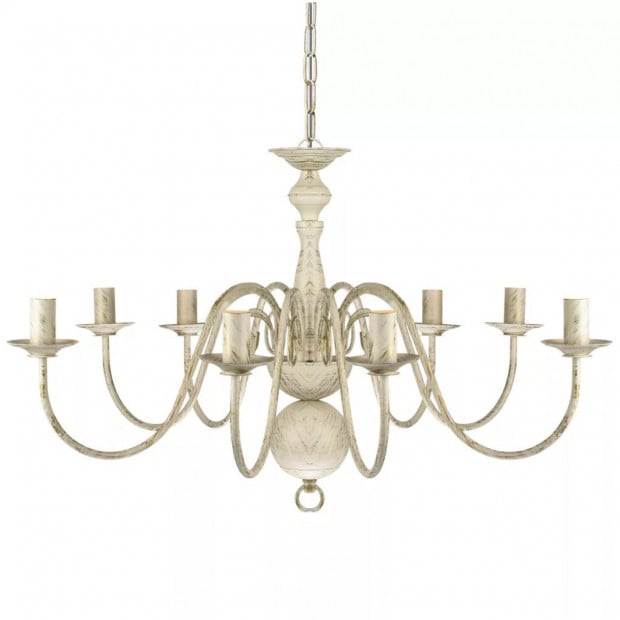 Antique White Metal Chandelier 8 X E14 Bulbs Image 4