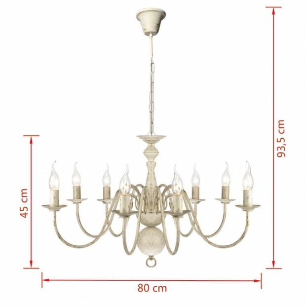 Antique White Metal Chandelier 8 X E14 Bulbs Image 8