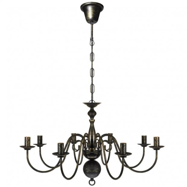 Antique Black Metal Chandelier 8 X E14 Bulbs Image 2
