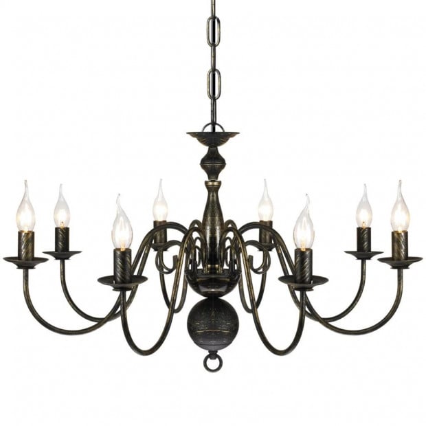 Antique Black Metal Chandelier 8 X E14 Bulbs Image 3