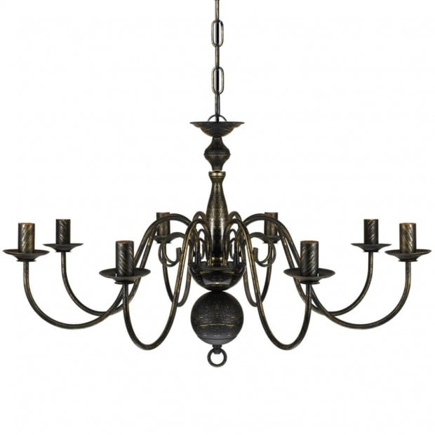 Antique Black Metal Chandelier 8 X E14 Bulbs Image 4