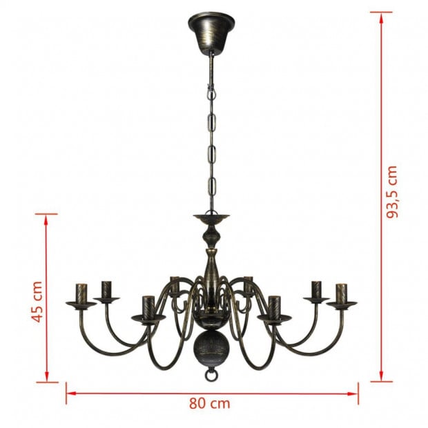 Antique Black Metal Chandelier 8 X E14 Bulbs Image 8