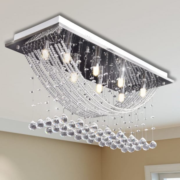 Ceiling Lamp With Glittering Glass Crystal Beads 8 X G9 29 Cm