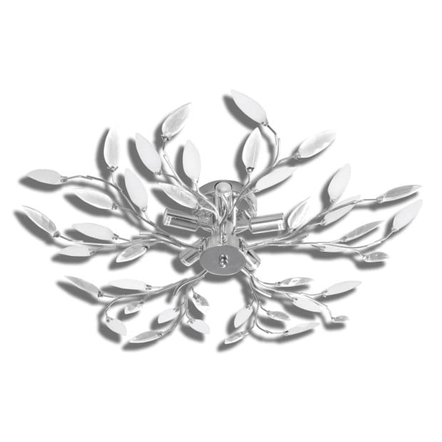 Transparent&white Ceiling Lamp Acrylic Crystal Leaf Arms 5 E14 Bulbs Image 2