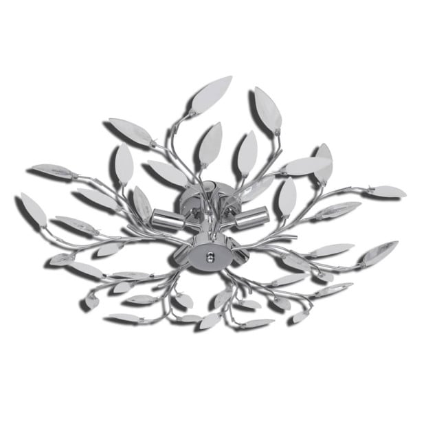 Transparent&white Ceiling Lamp Acrylic Crystal Leaf Arms 5 E14 Bulbs Image 4