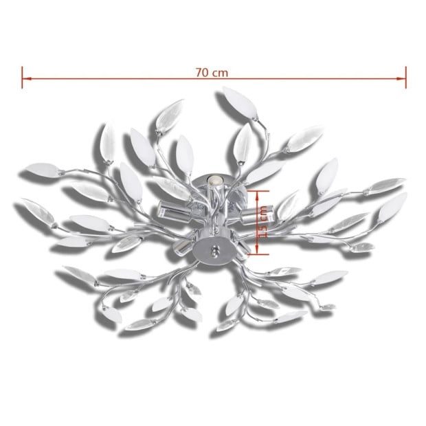 Transparent&white Ceiling Lamp Acrylic Crystal Leaf Arms 5 E14 Bulbs Image 5