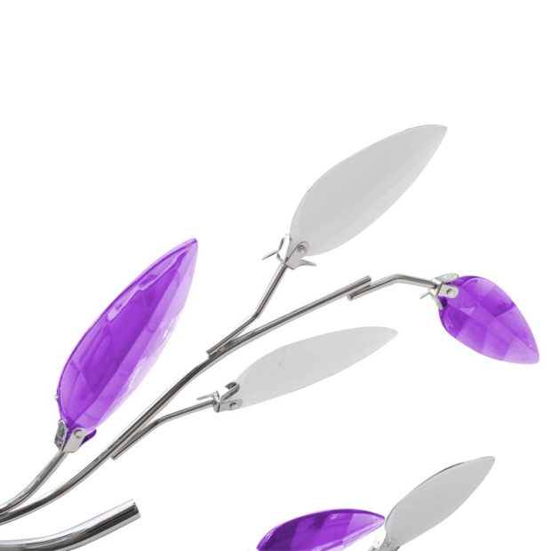 Purple&white Ceiling Lamp Acrylic Crystal Leaf Arms For 5 E14 Bulbs Image 3