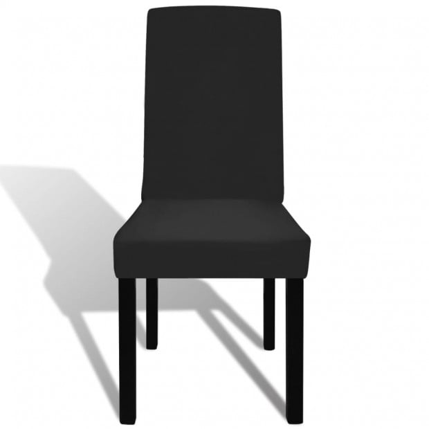 6 Pcs Black Straight Stretchable Chair Cover Image 3