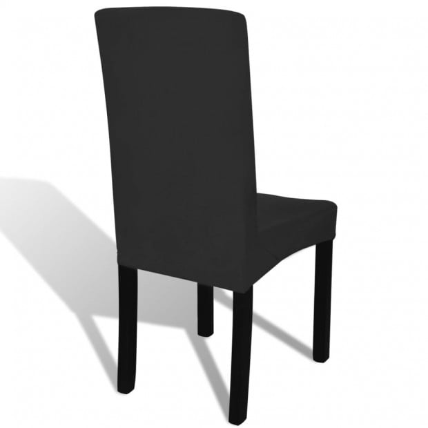 6 Pcs Black Straight Stretchable Chair Cover Image 4