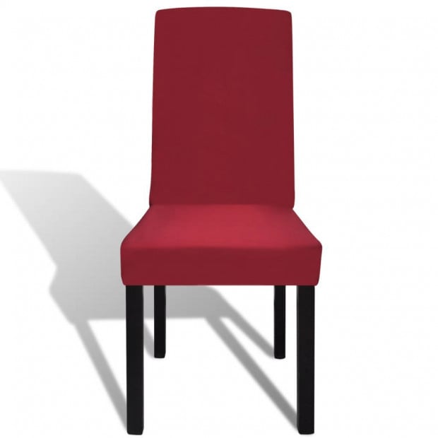 6 Pcs Bordeaux Straight Stretchable Chair Cover Image 3