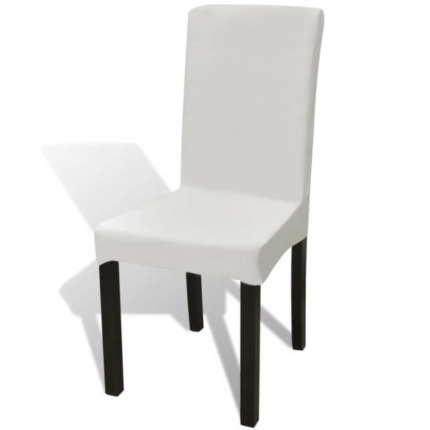 6 Pcs Cream Straight Stretchable Chair Cover