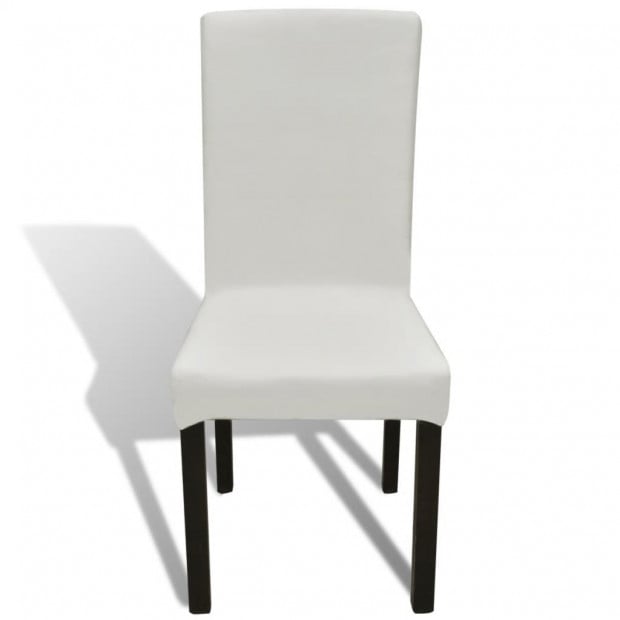 6 Pcs Cream Straight Stretchable Chair Cover Image 3