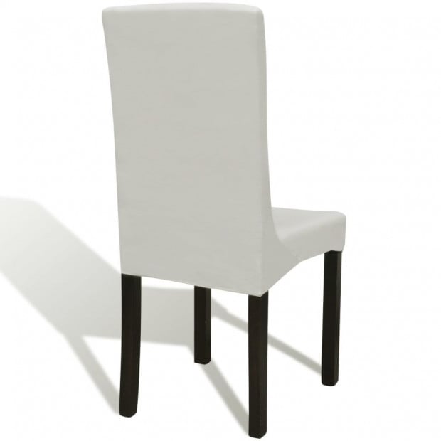 6 Pcs Cream Straight Stretchable Chair Cover Image 4