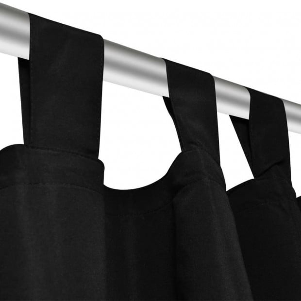 2 Pcs Black Micro-satin Curtains With Loops 140 X 175 Cm Image 4