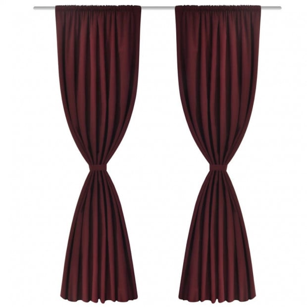 Blockout Curtains 2 Pcs Double Layer 140 X 245 Cm Bordeaux Image 2