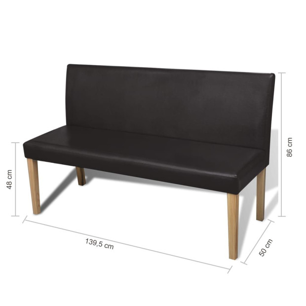 Bench 139,5 Cm Dark Brown Faux Leather Image 5