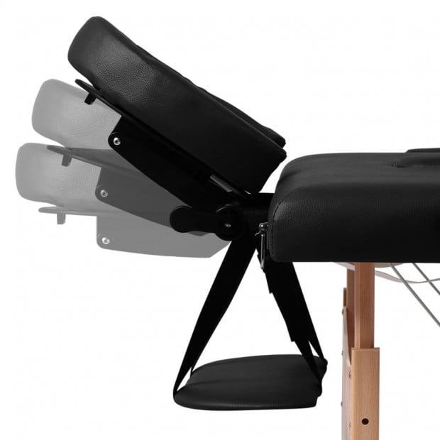 Black Foldable Massage Table 2 Zones With Wooden Frame Image 7