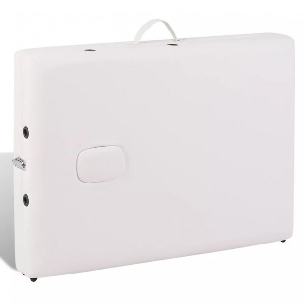 Cream White Foldable Massage Table 2 Zones With Wooden Frame Image 6