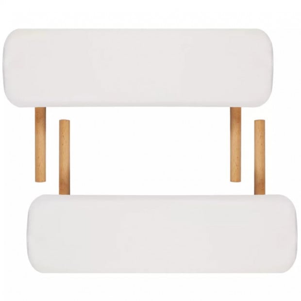 Cream White Foldable Massage Table 2 Zones With Wooden Frame Image 7
