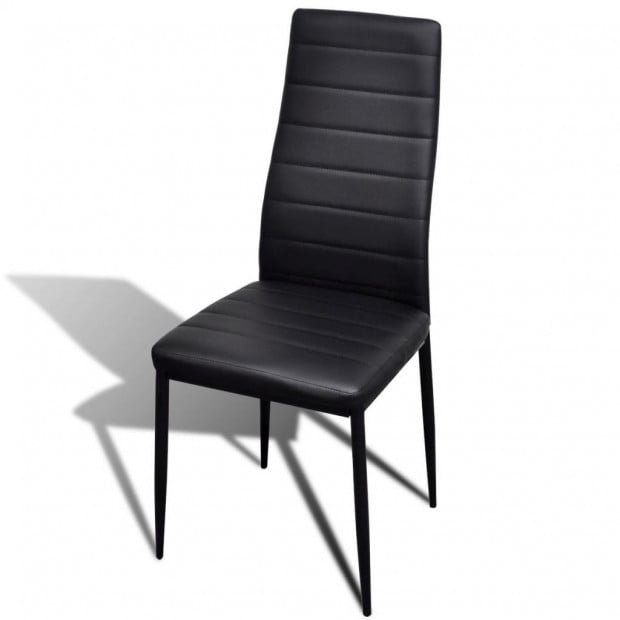 Dining Chairs 4 Pcs Black Faux Leather Image 3