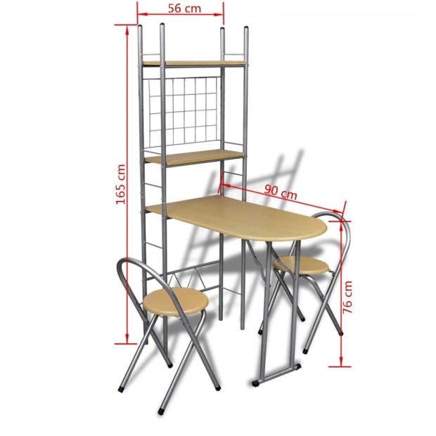 Foldable Breakfast Bar Set With 2 Chairs Image 8