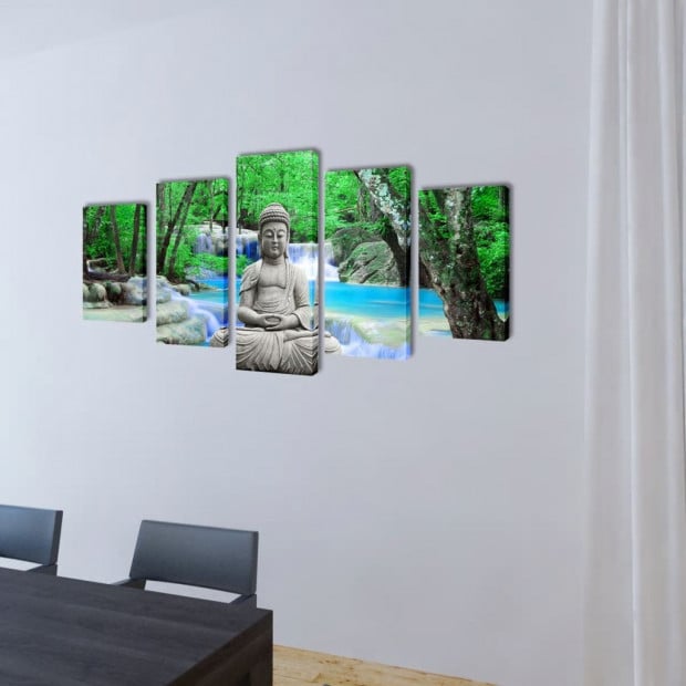 Canvas Wall Print Set Buddha 100 X 50 Cm Image 2