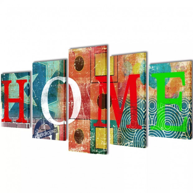 Canvas Wall Print Set Colourful Home Design 200 X 100 Cm