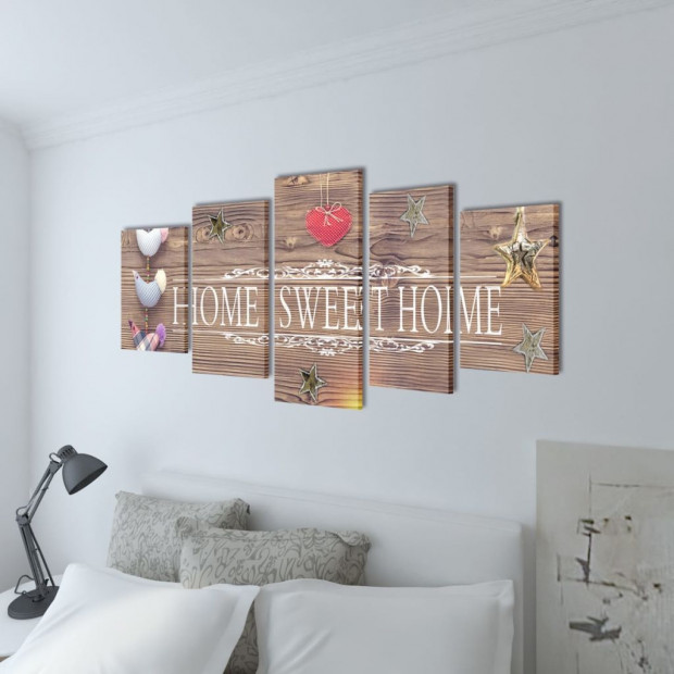 Canvas Wall Print Set Home Sweet Home Design 100 X 50 Cm Image 2
