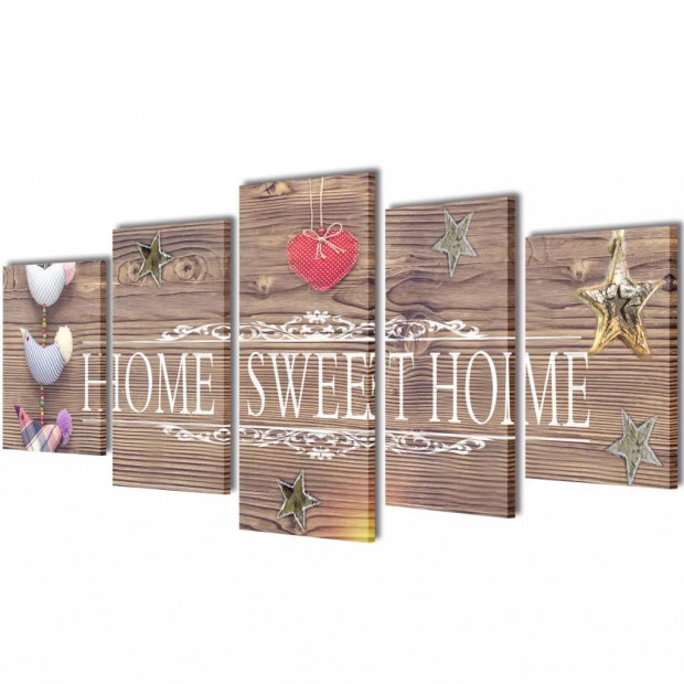Canvas Wall Print Set Home Sweet Home Design 200 X 100 Cm