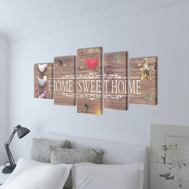 Canvas Wall Print Set Home Sweet Home Design 200 X 100 Cm Image 2