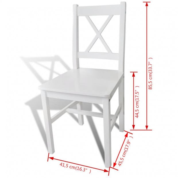 Dining Chairs 2 Pcs White Pinewood Image 5