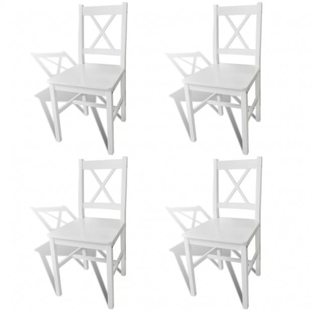 Dining Chairs 4 Pcs White Pinewood