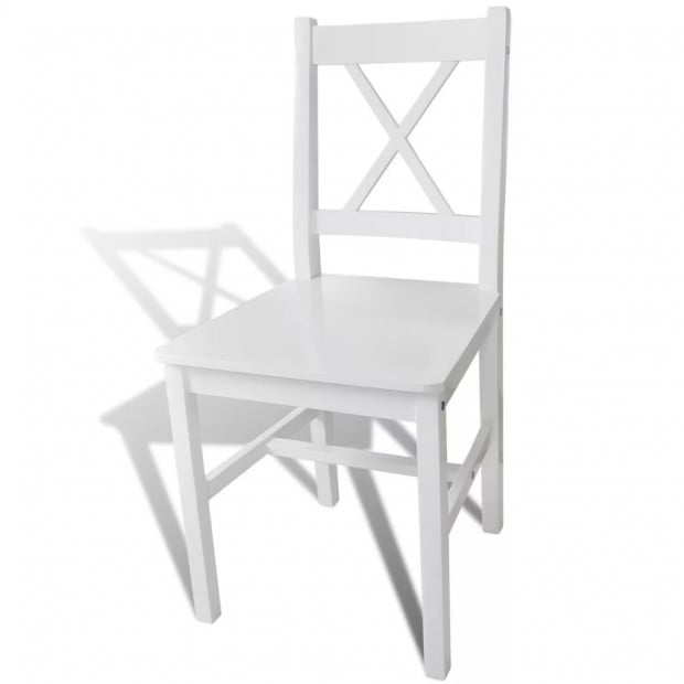 Dining Chairs 4 Pcs White Pinewood Image 3