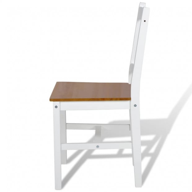 Dining Chairs 2 Pcs White and Natural Pinewood Image 4