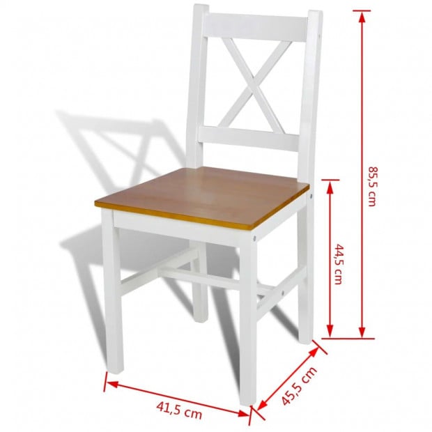 Dining Chairs 2 Pcs White and Natural Pinewood Image 5