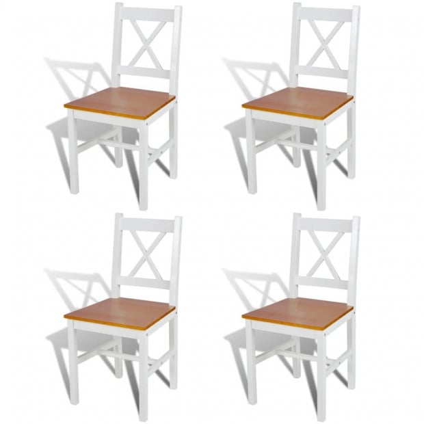 Pinewood Dining Chairs 4 Pcs White