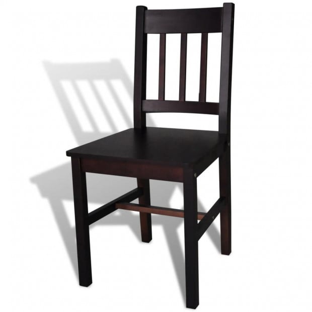 Dining Chairs 2 Pcs Dark Brown Pinewood Image 4